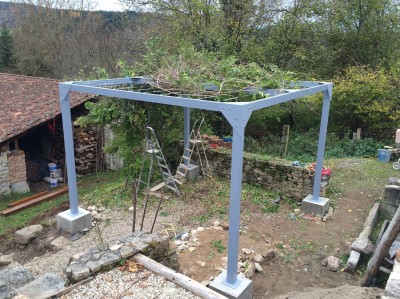 Pergola avec support de glycine